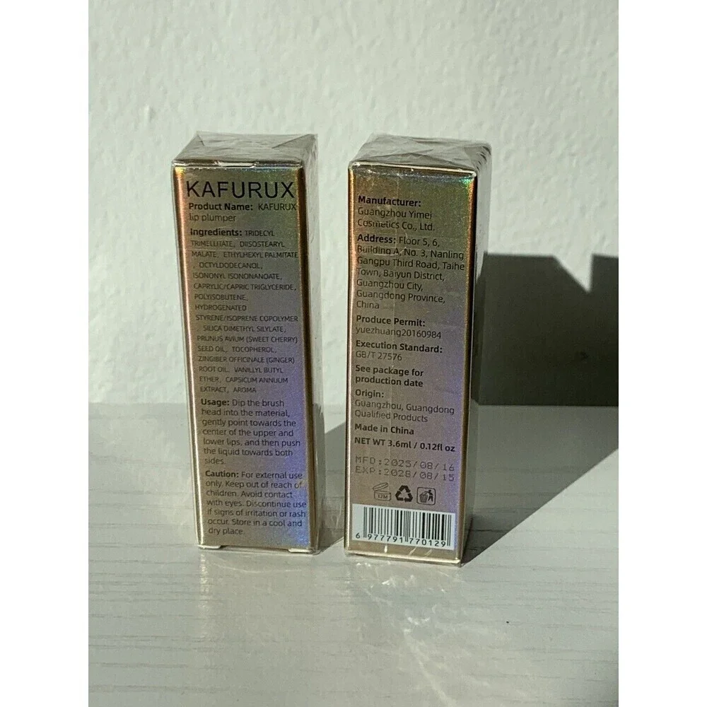 2X Kafurux Plump 3D Ginger Oil  Lip Glaze Lip Gloss Lip Plumper SET NEW SEALED